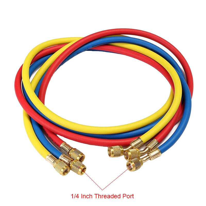 Conjunto de manguera de carga de refrigeración A/C para refrigeración de aire acondicionado HVAC, Juego de manómetro de colector SAE de 1/4 pulgadas para R134a R404 R410a R22
