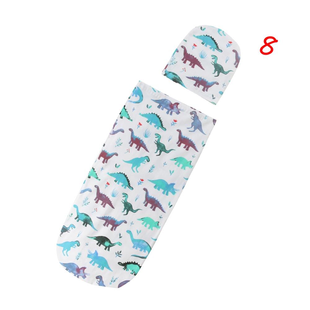 Baby Sleeping Bag Soft Comfortable Infant Swaddle Muslin Blanket Newborn Baby Wrap Swaddling Blanket Bag+Hat Set: 8