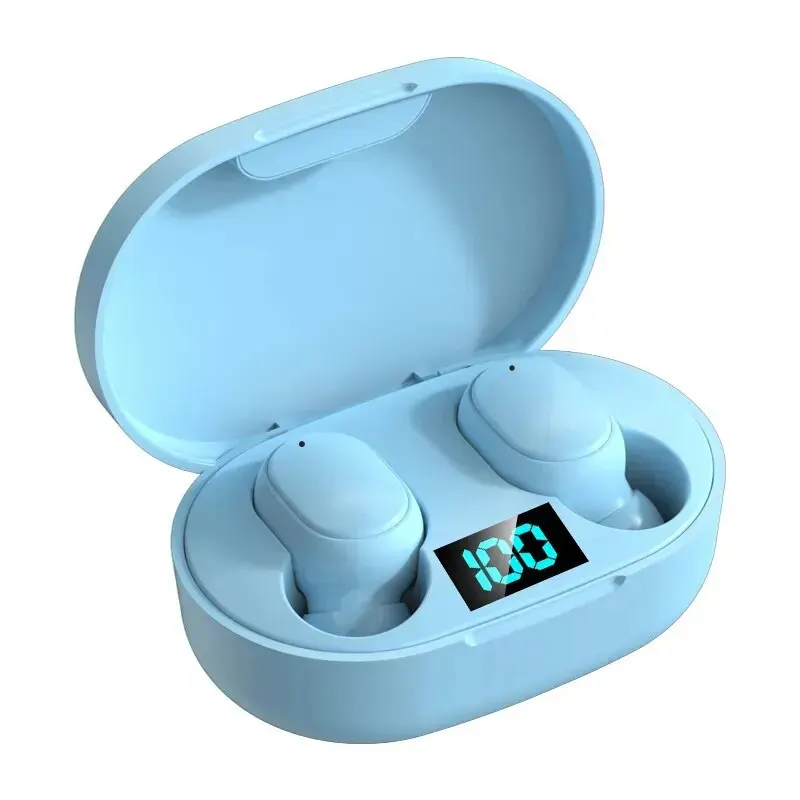 E6S TWS Bluetooth Earphones Wireless Bluetooth Headset Noise Cancelling Headsets With Microphone Headphones For Xiaomi Redmi: Blue