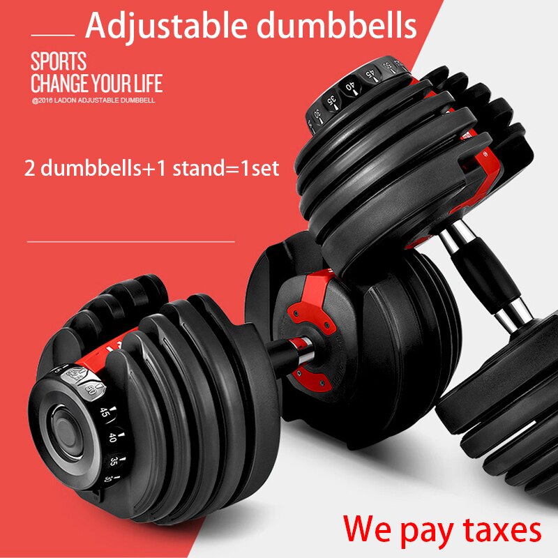 For The UK Dumbbell Set Fitness Equipment Gym Combination Exercise 40KG 90LBS Weight Adjustable 2 Pieces Dumbbells And 1 Stand