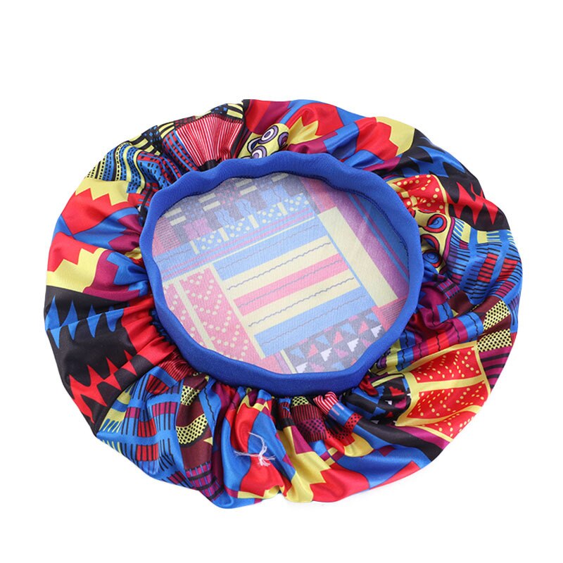 Gorros de pelo de banda ancha para mujer, gorro sedoso con estampado de patrón africano, gorro de noche suave para dormir turbante para señoras Accesorios para peinados: Rojo