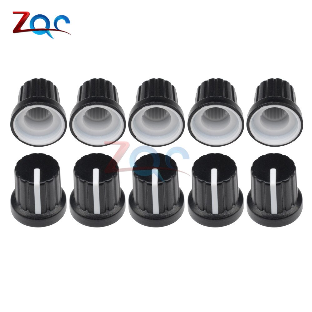 Lot de  wh148 10 de potentiomètre moletés filetés en plastique avec 6mm trous de diamètre et 2 boutons