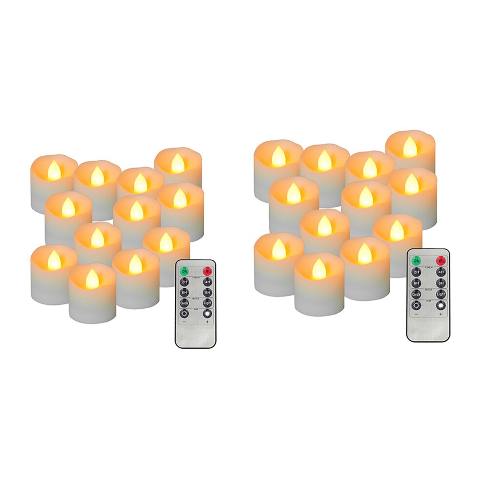 12pcs LED Simulation Candle Flame Light Electronic Yellow Flicker LED Candle Models Lamp Plastic Tea Light with Remote Control