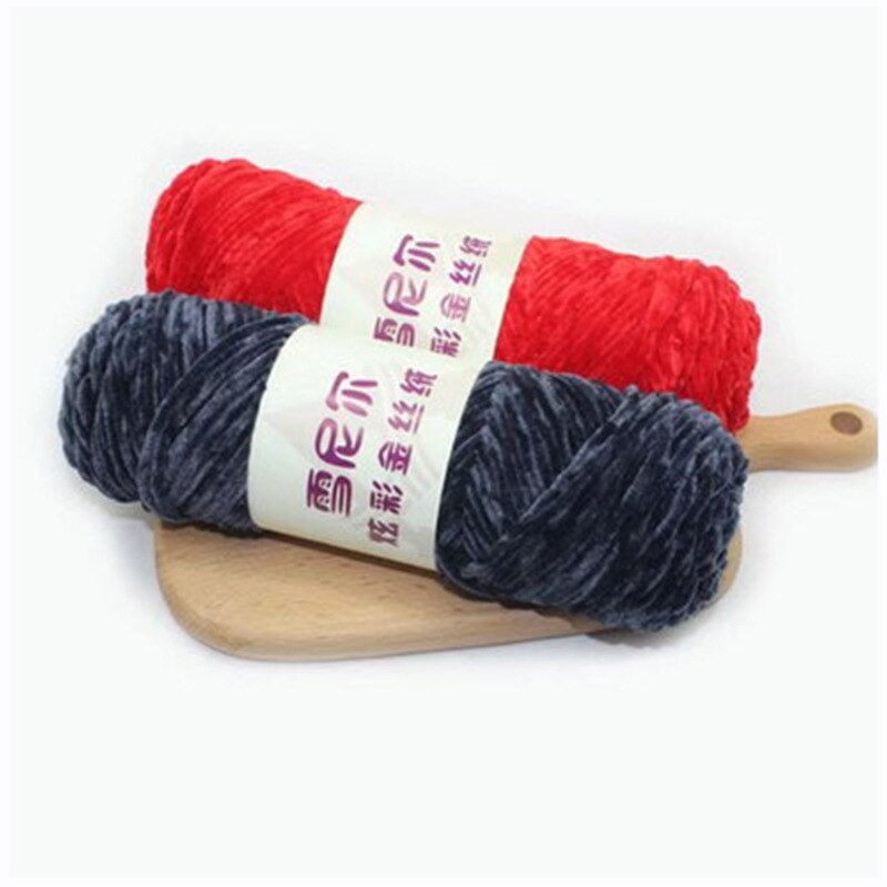 Chenille Gold Velvet Yarn Soft Silky Yarn Knitting Craft Yarn warm& comfortable Use for Knitting Scarf Hat & blanket
