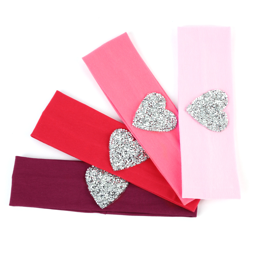 Geebro Kinderen Katoen Zachte Hoofdband Lente Leuke Steentjes Hart Platte Haarband Meisjes Stretch Hoofddeksels Haaraccessoires