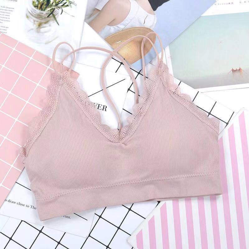 Women&#39;s Sexy Sports Rimless Underwear, Fashionable And Breathable Pure Color Modal Cotton, Popular Versatile Soft Girl Bra Top: 02