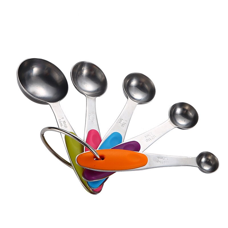 UPORS Stainless Steel Measuring Cups and Spoons Set Stackable Tablespoons Kitchen Measuring Spoon Measuring Cup: Spoons 5PCS