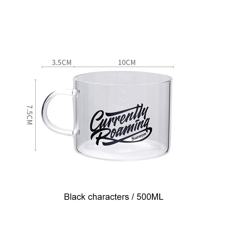 500ml bogstavs glas kop stor med hank krus kontor te kop dessert kop havregryn morgenmad kop drikkemælk vin glas