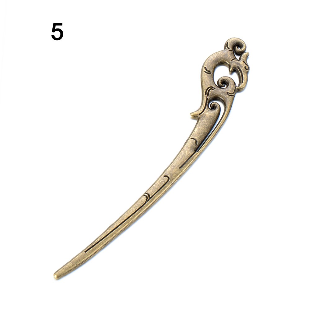 Vintage bronse hårspenne retro metallisk metall hårstift kvinner jenter hår styling verktøy hår gaffel buet hårnål: 5