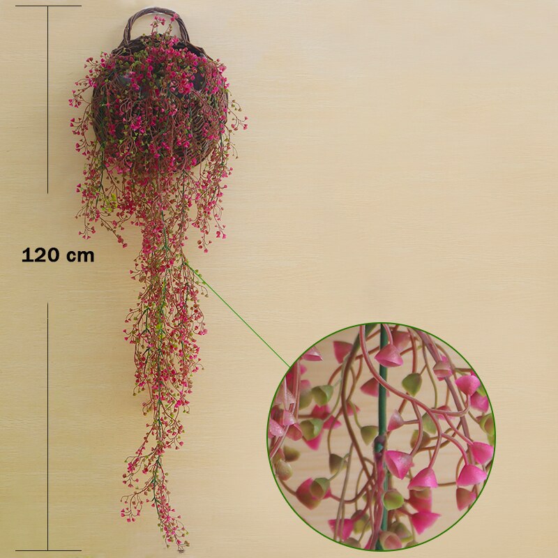 2PCS Artificial Hanging Plants Gypsophila 120CM PP Plant Greenery Green Leafs wall decor bathroom accessories: SMTJZL008