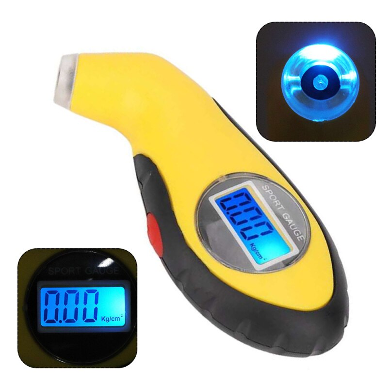 ABS Digital LCD Display Car Tire Pressure Gauge Electronic Sensor Four Measurement Modes Blue Fluorescence Pressure Measuring