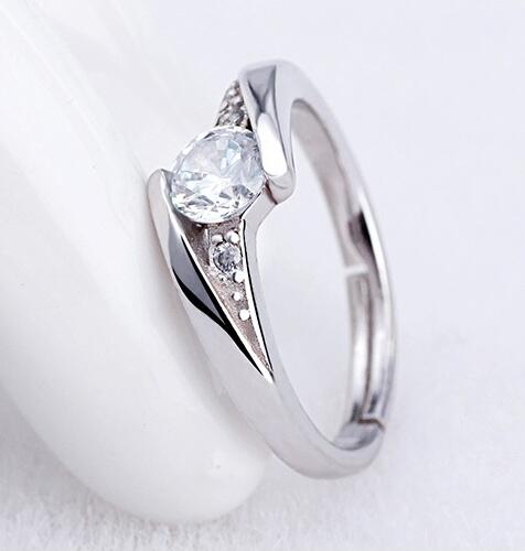 ZRHUA Romantic 2PCS Couple Ring Set 925 Sterling Silver Stamp Cubic Zirconia Women Engagement Rings Wedding Jewelry: women(one pcs)