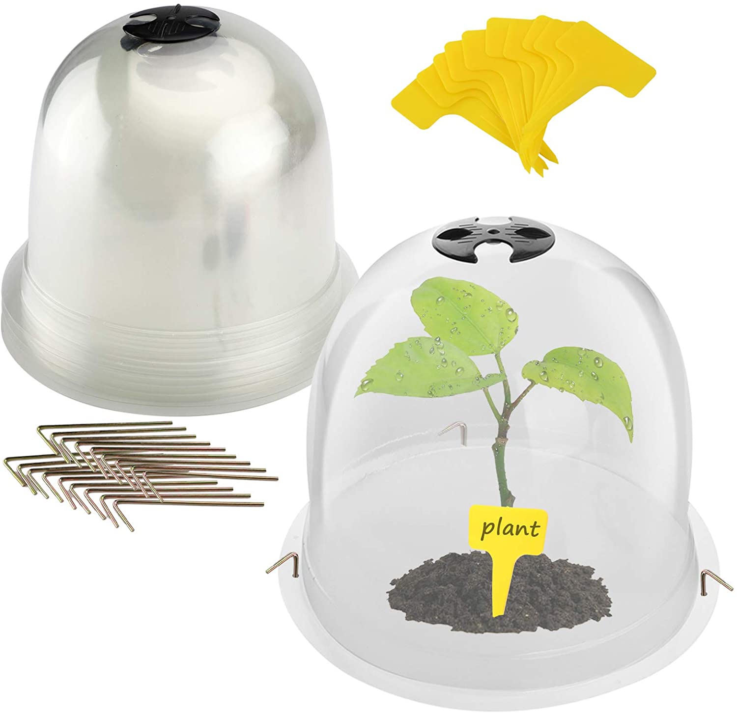 Plant Bell Cover Dome Anti-Freeze Plant Covers Transparent Seedling Insulation Cover Whit Plant Marker Nursery Maintenance Tools: Default Title
