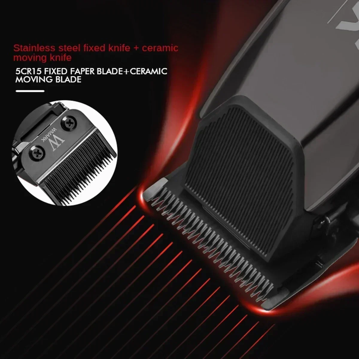 WMARK NG-125 Máquina para cortar cabello para hombres Cuchillas de cerámica Pantalla LCD Puerto USB Máquina cortadora de cabello Máquina cortadora de cabello
