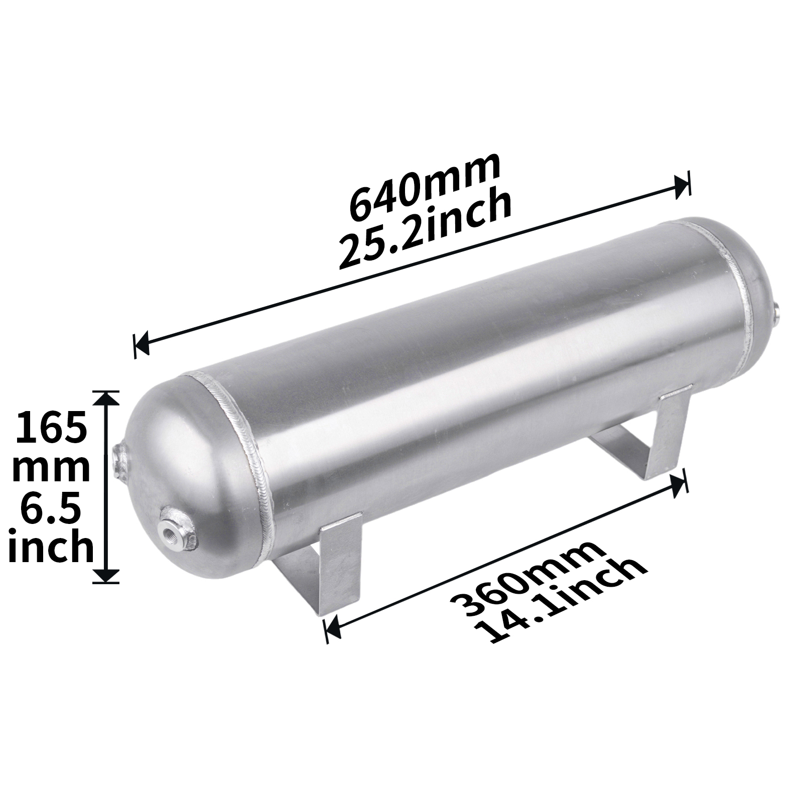 3 Gallon 4 Gallon 5 Gallon Aluminum Air Cylindern Silver Air Tank Pneumatic Air Suspension Tank Air Horn Tank 1/4 NPT Holes