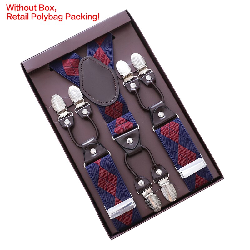 Vintage Bretels Voor Mannen Heavy Duty Big Tall 3.5*120Cm Breed Y Terug 6 Metalen Clips Verstelbare Elastische broek Bretels Riem Riem