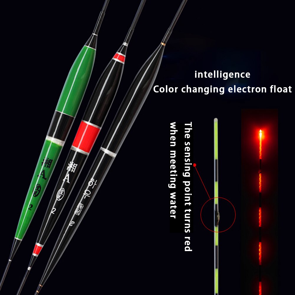 1pcs Smart Fishing Float LED Night Light Bite Color Change Alarm Fish Bait Balsa Wood Electronics Floats Fishing Tackle Tools