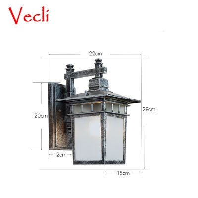 Ściana zewnętrzna lampa lampa zewnętrzna wodoodporna lampa ogrodowa balkon kinkiet schody przejście drzwi wejściowe zewnętrzna kinkiet: srebro czarny