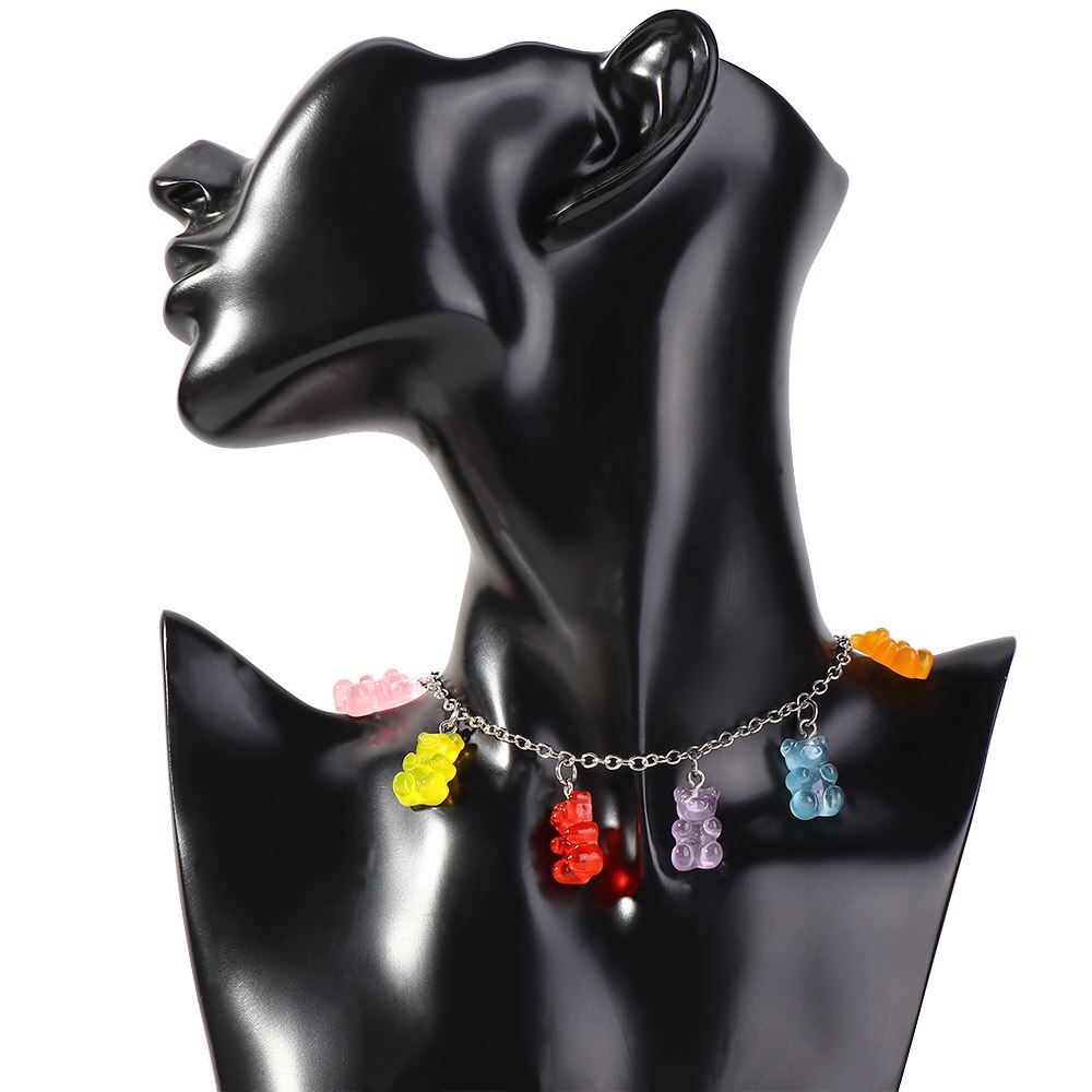 Collar de oso de dibujos animados de Judy lindo de 7 colores hechos a mano, colgante de Color caramelo para mujeres y niñas de , joyería