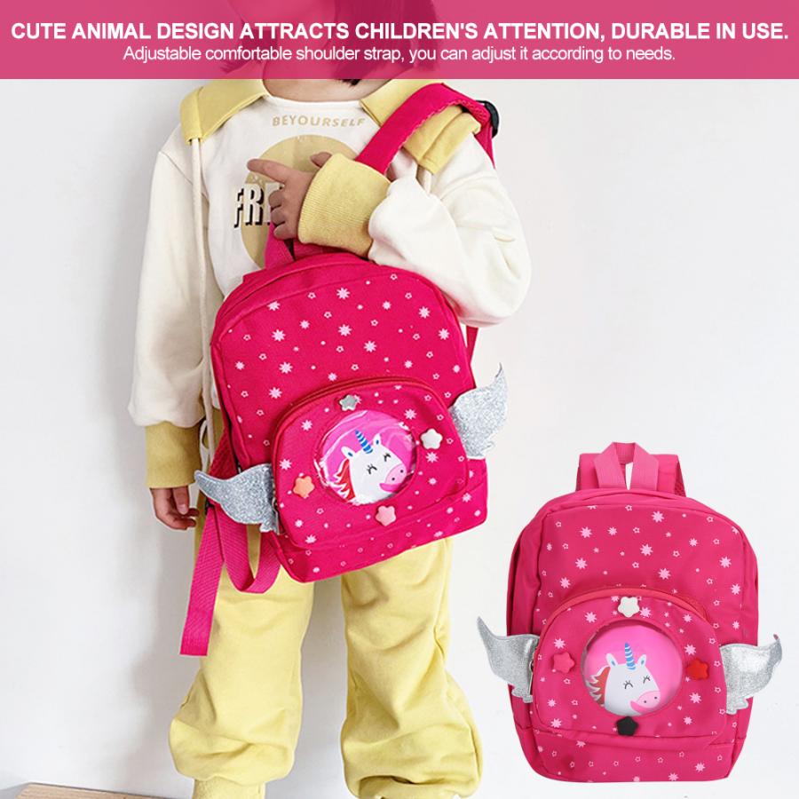 Rosa Roja mochila infantil bonita mochila de tela Oxford bolso de hombro al aire libre mochila antipérdida para niños