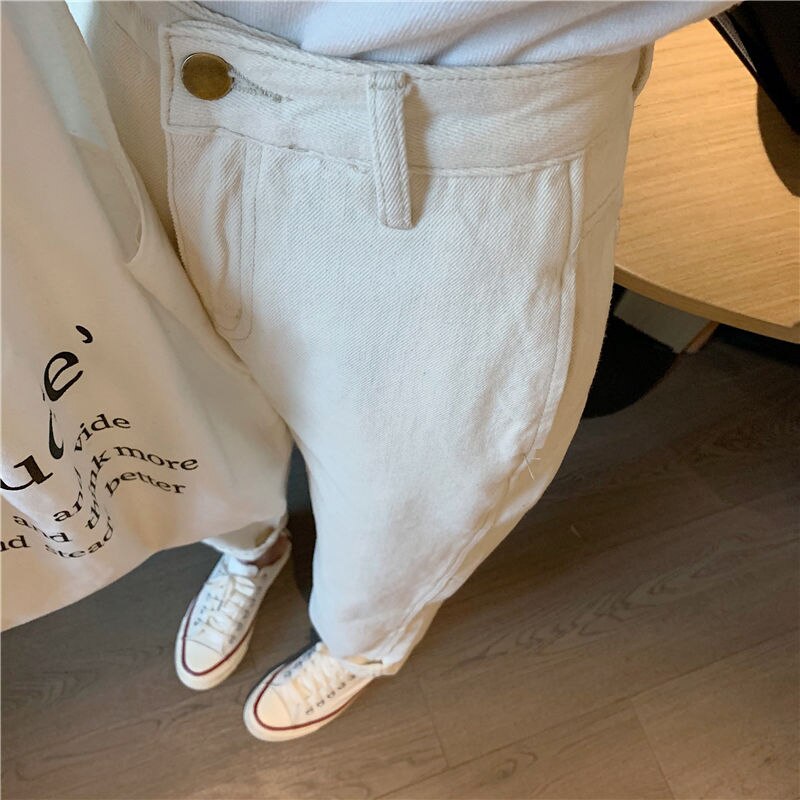 Damskie jeansy robić kostek proste damskie spodnie luźne BF damskie codzienne codzienne koreańskie styl proste modne wszystkie mecze szyk retro