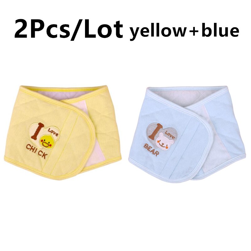 2 Pz/lotto Nuovo Tenere In Caldo Regolabile Molle Del Bambino Bavaglino Cinghia Del Tasto di Pancia Protezione Fasce Morbido Guardia Ombelico Circonferenza Cinghia Del Bambino bande di pancia: blue yellow