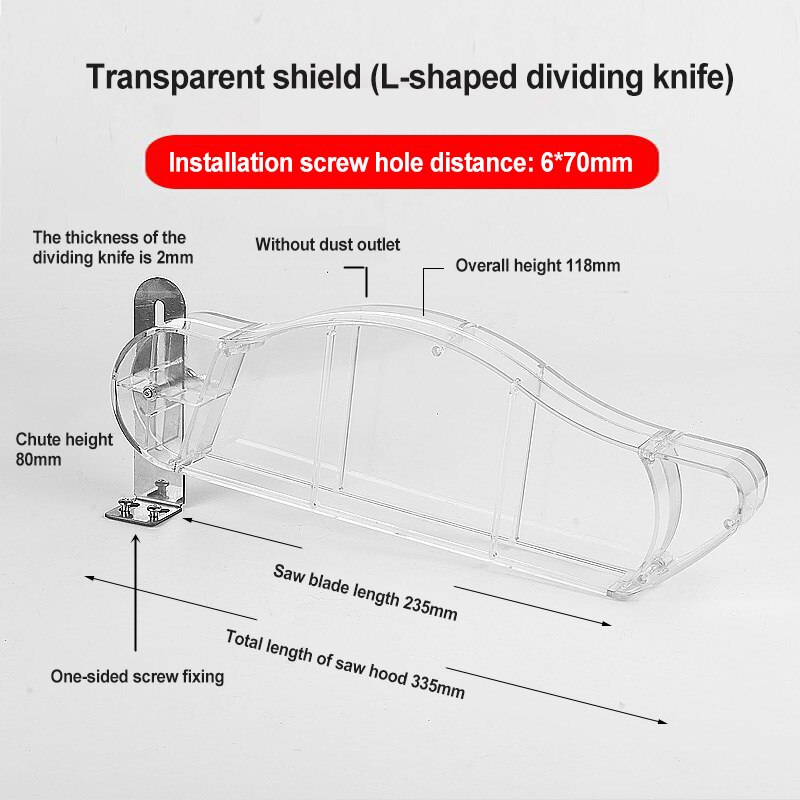 Couvercle de protection pour scie de Table, bricolage, coque de sécurité, support universel, outil de distribution, tuyau Transparent Anti-poussière, routeur à bois: L tpye2