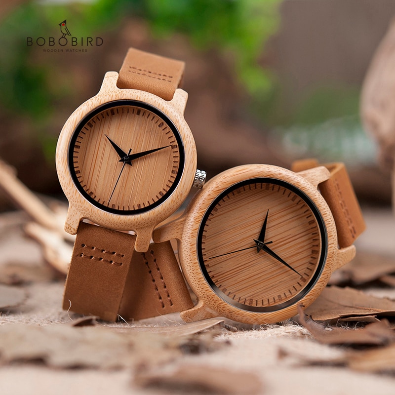 BOBO VOGEL Lover Horloges Set Handgemaakte Natuurlijke Bamboe Hout Horloges Mannen Vrouwen Grote