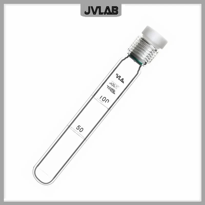 Glass Pressure Resistant Tube PTFE Plug Screw Mouth Chemical Laboratory Round Bottom Test Tube 5 10 25 50 100ml