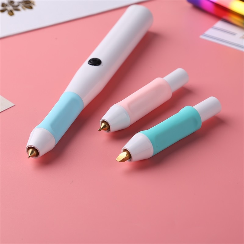 Stylo d&#39;estampage à chauffant avec tête Interchangeable, pour ajouter des Sentiments d&#39;écriture scintillante à vos projets,