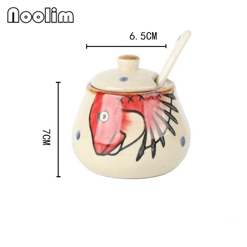 Japansk stil retro handmålad hushålls keramisk peppar olja salt shaker krydda låda krydda burk krydda burk kök verktyg: G