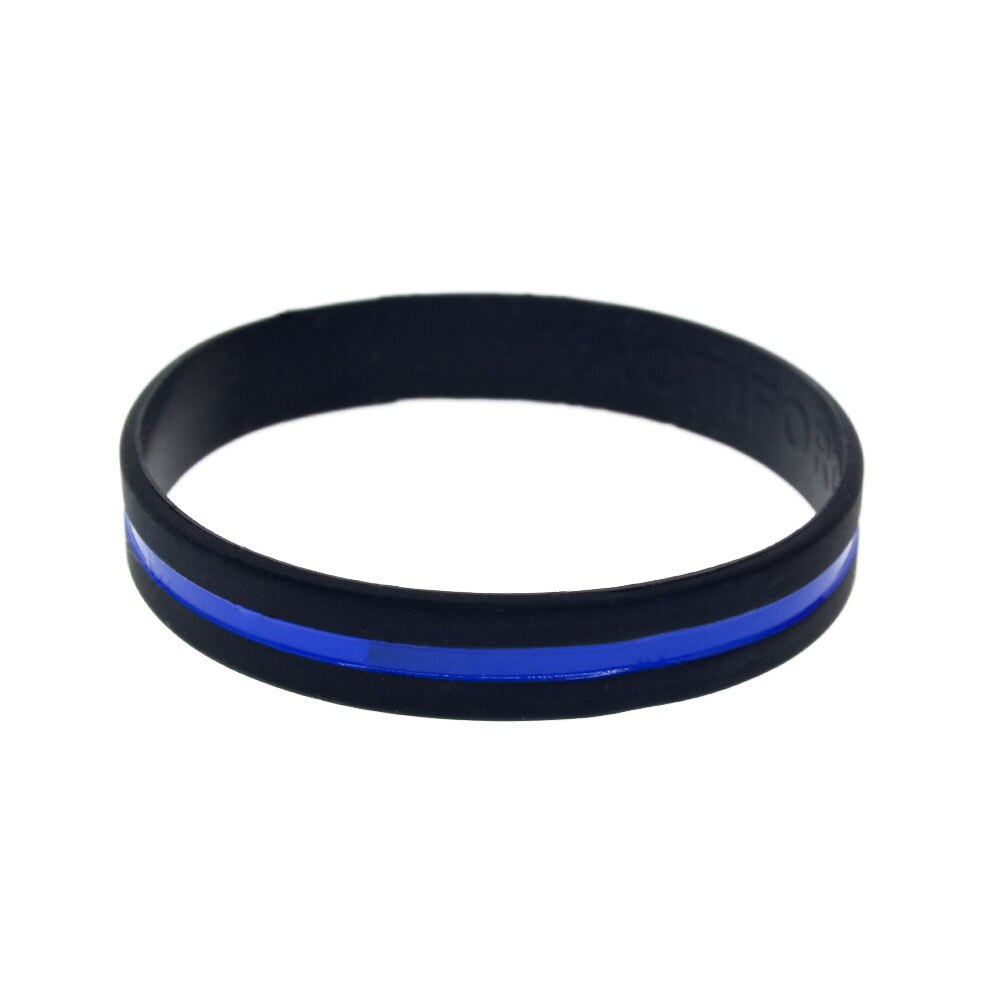 1PC Blau Linie Silikon Armband Schwarz Erwachsene Größe