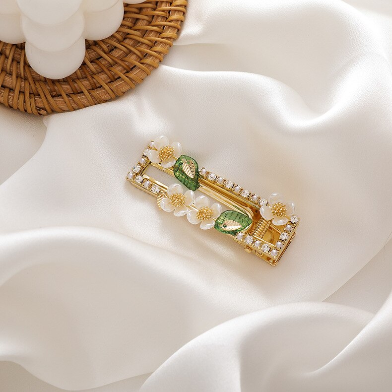 MWsonya-horquillas de hoja verde coreanas para mujer, joyería hecha a mano, Flor de perla, accesorios de joyería para niñas: 3 rectangle