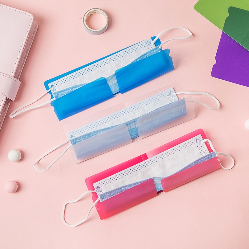 Mini pp bærbare plastik maske clips elev engangs ansigtsmaske opbevaring kuffert beholder sammenfoldelig maske holder genbrug maske opbevaring