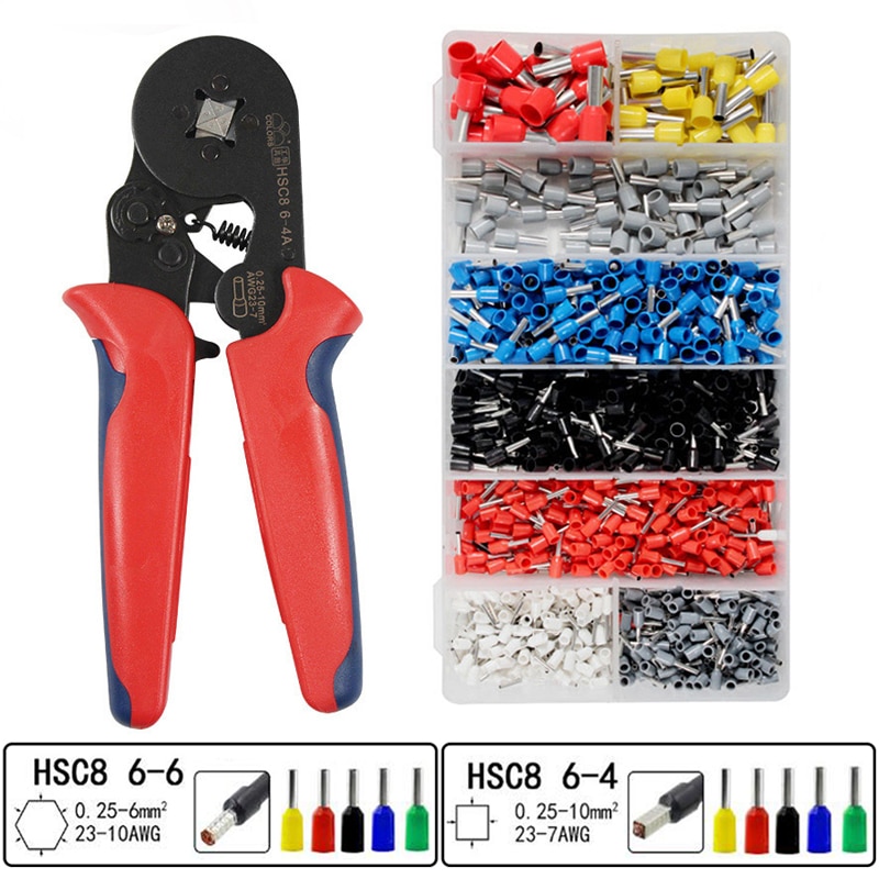 Crimping PliersWire end Ferrule Pieces of Cable lugs Tool Kit 0.5-10mm² for Insulated Uninsulated Wire Rope Ratchet Cable lugs