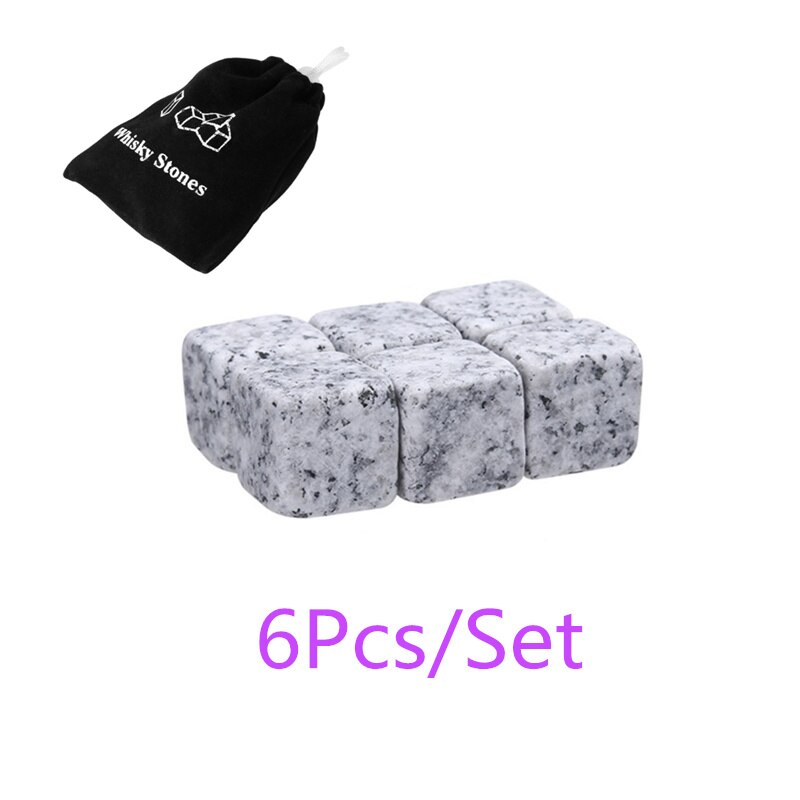 Cubo de hielo reutilizable, Bolsa de vino, whisky, Wiski, champán, piedras, enfriar, piedra, Sipping, artículos de bar, bolsa gratis para bebida Wisky, 6 uds.: gray