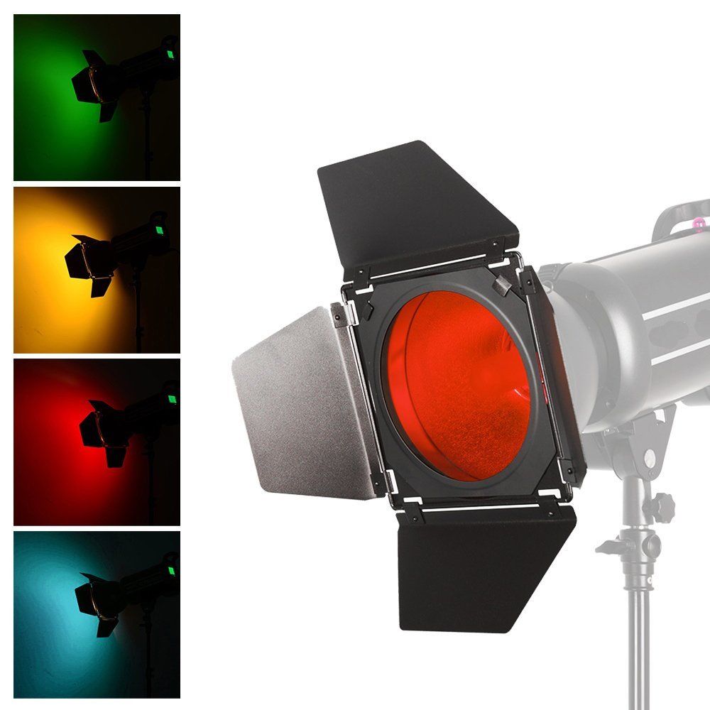 Godox BD-04 Barn Door+Honeycomb Grid + 4 Color Fil... – Grandado