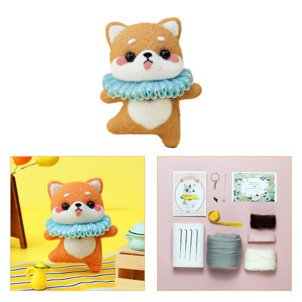 Needle Felting Starter Kit with Instructions, Colors Wool Roving Fibre Yarn, Wool Felt Tools and Foam Mat for DIY Needle Felting