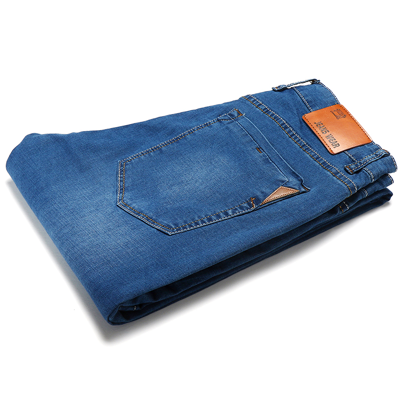 Afslappet lige bomuld elastisk stor størrelse mærke mænd jean herretøj lynlås jeans