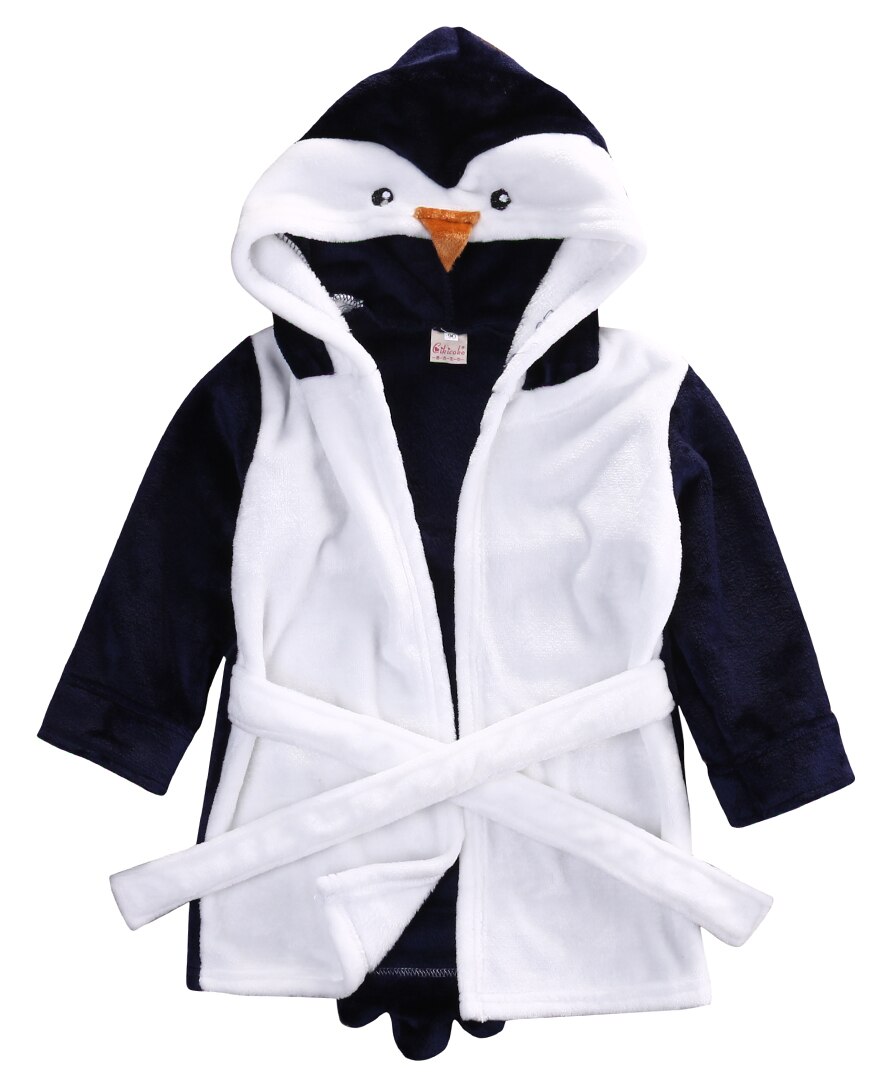 6M-5Y Animal Badjas Hooded Badhanddoek Voor Peuter Kids Baby Meisjes Jongens Gewaden Met Riem Winter Warmer Kleding: Marineblauw / 2T
