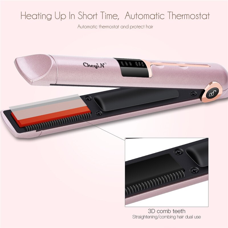 CkeyiN Ceramic Hair Straightener Rechargeable Flat Iron Wireless USB Rechargeable Hair Curling Iron Cordless Hair iron Styling