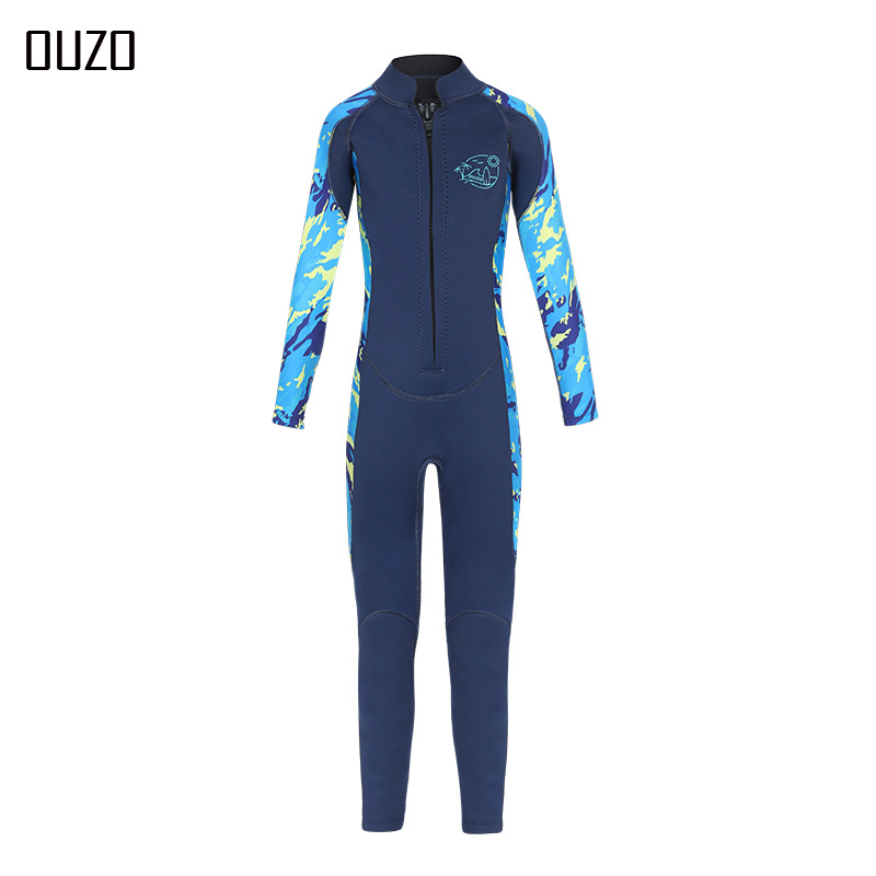 Kinder Wetsuit Top Jack + Broek Voor Jongens Meisjes Jeugd, Kinder Natpak Shirt Neopreen 2.5Mm Lange Mouw Rits Badpak Met Rits Aan De Voorkant