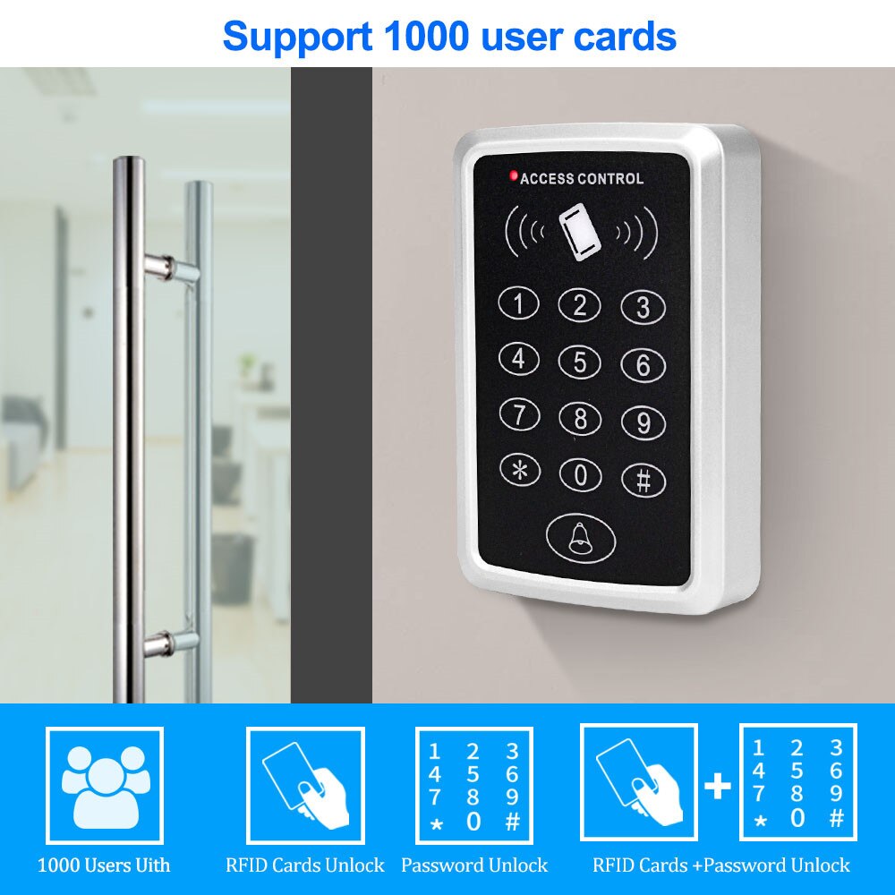 RFID 125KHz Access Control Keypad Standalone Access Controller with Waterproof Cover Case+10pcs Keyfobs RFID Cards