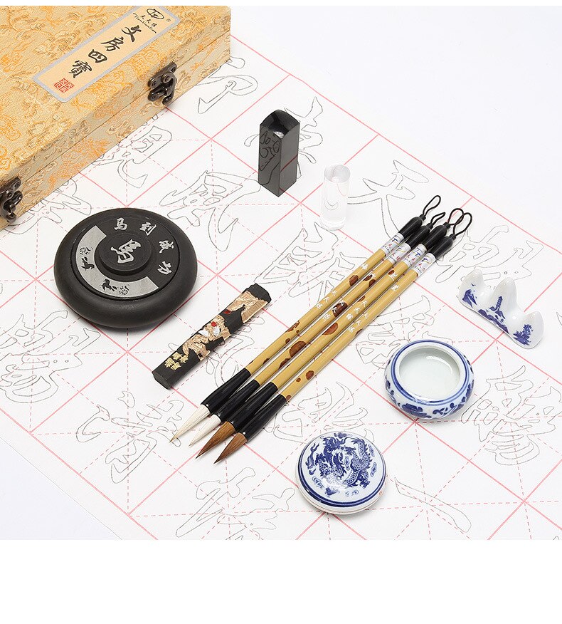 Kit Calligraphie Chinoise Débutant – Pinceau, Encre De Chine, Pierre à Râper, Compact, Pour Méditation Et Création