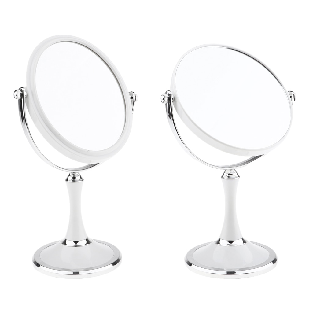 Bathroom Vanity Double Sided Freestanding Pedestal Makeup Shaving Mirror with Regular View and 3X Magnification
