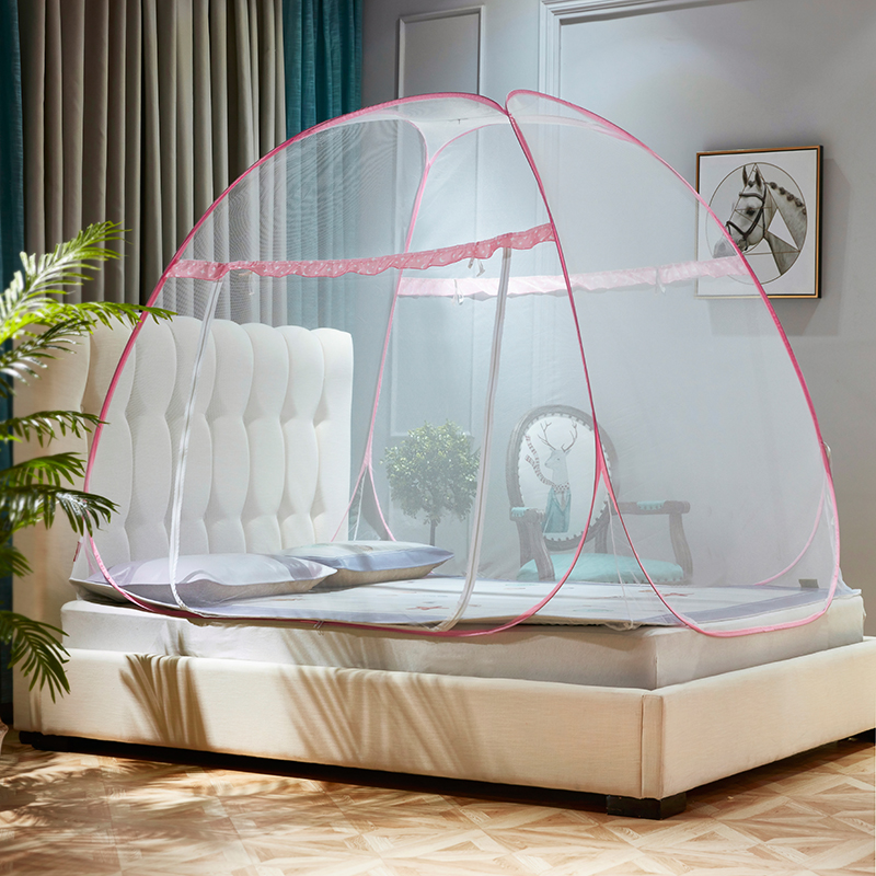Modern Summer Mosquito Nets Breathable Mosquito Nets Free Installation Mosquito Nets Foldable Camping Supplier: Pink / Twin