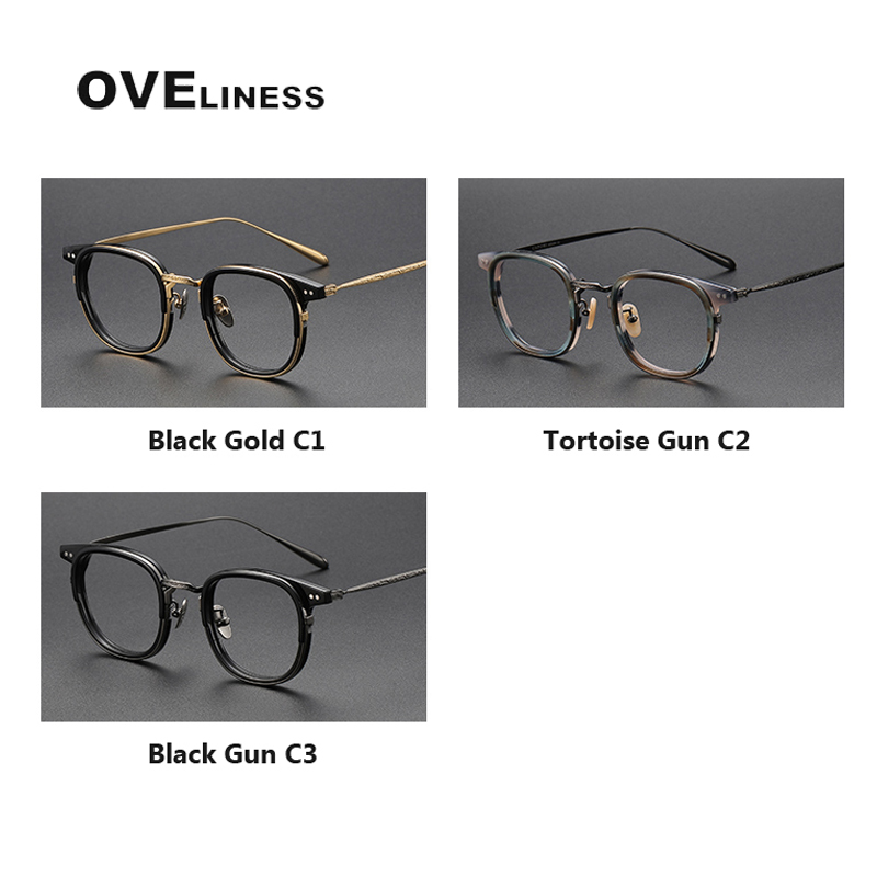 Montura de gafas de acetato de titanio 2024, monturas de gafas redondas para hombres y mujeres, gafas Retro Vintage, gafas completas