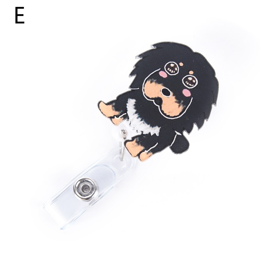 1Pcs Cute Mini Cartoon Dog Retractable Badge Reel Nurse Exihibiton ID Name Card Badge Holder: E