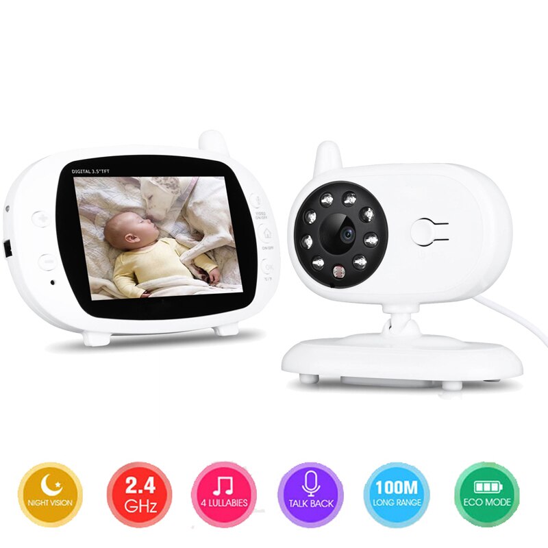 3.5 ''Lcd Draadloze Video Babyfoon Kleur Security Camera 2 Weg Talk Nightvision Ir Led Temperature Monitoring Met Lullaby
