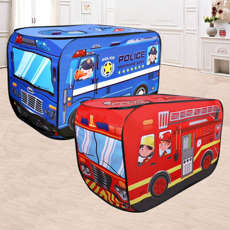 Children&#39;s Foldable Play Tent Firefighter Policemen Game House Pretend Play Fire Truck Kids Indoor Ocean Ball Pool Birthday